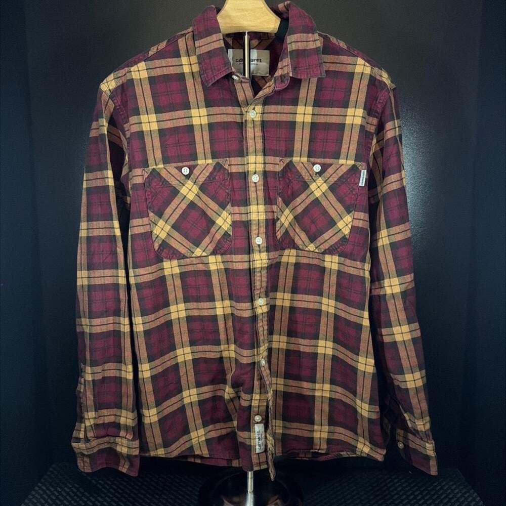 Carhartt Work In Progress Plaid Flannel Long Sleeve Button Down Shirt